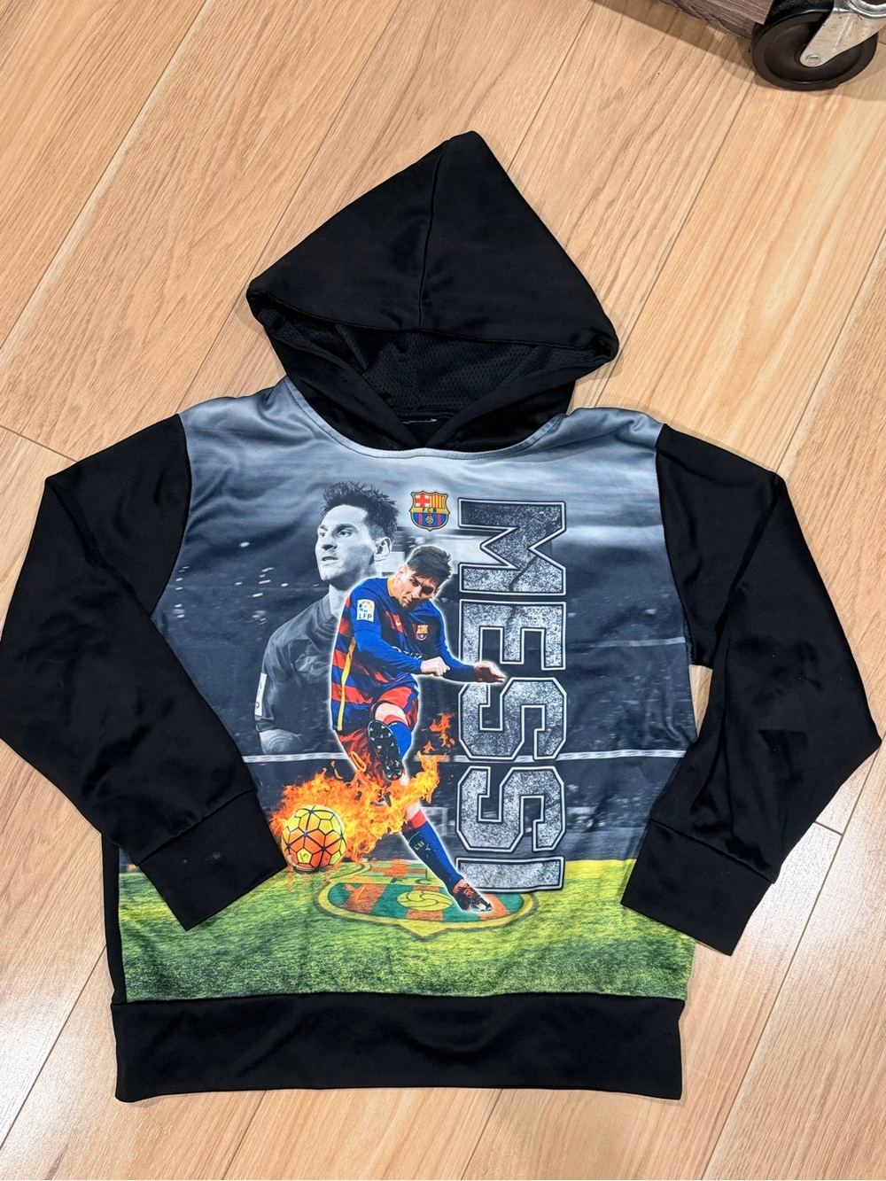 Black Messi Graphic Hoodie for Kids